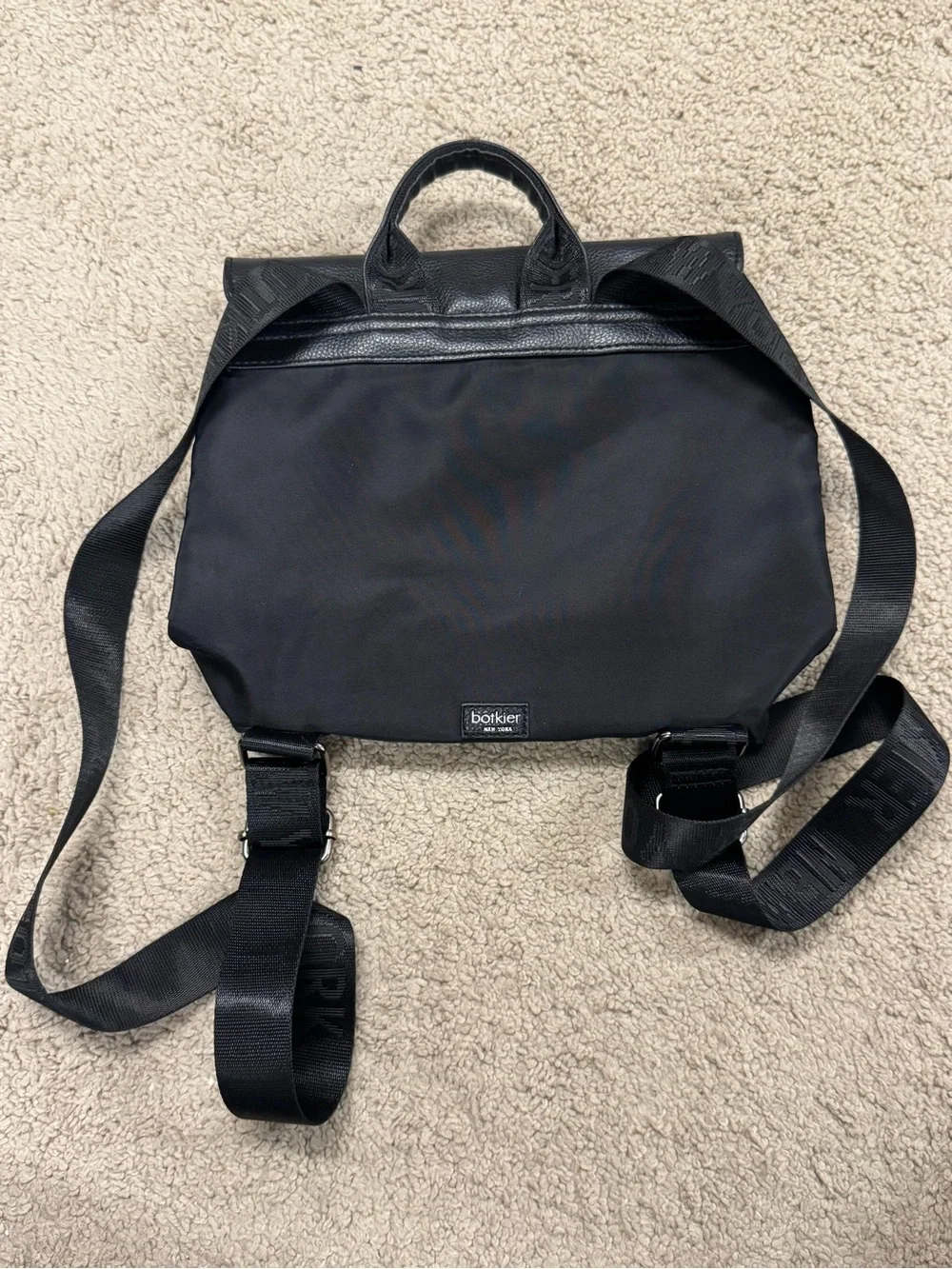 Botkier Black Nylon & Leather Flap Backpack
